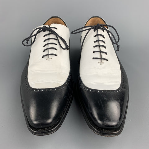 MEZLAN Size 8.5 Black & White Two Toned Leather Spectator Lace Up Shoes