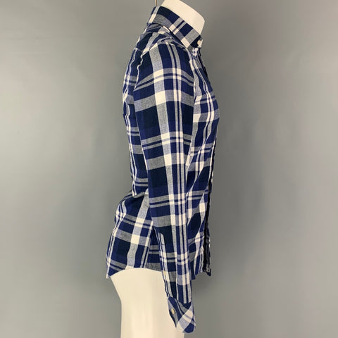 G-STAR Size XS Navy White Plaid Cotton Flanel Long Sleeve Shirt