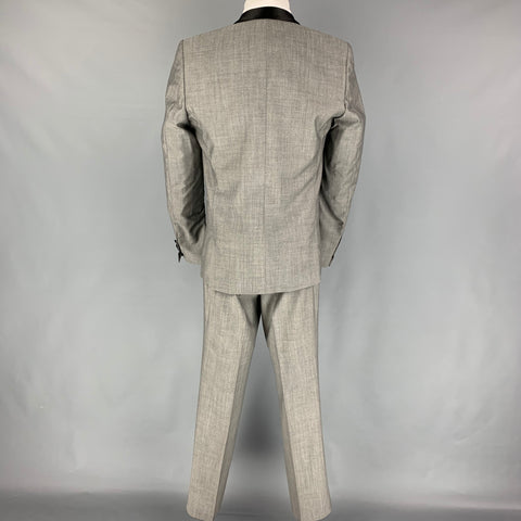 THE KOOPLES Size 40 Grey Black Wool Shawl Collar Suit