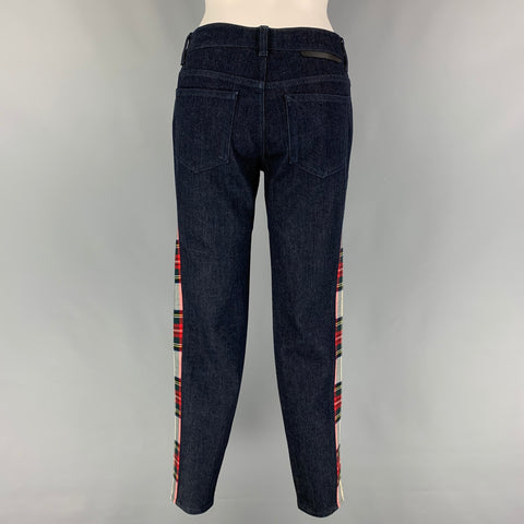 STELLA McCARTNEY Size 27 Blue Multi-Color Cotton Fitted Casual Pants