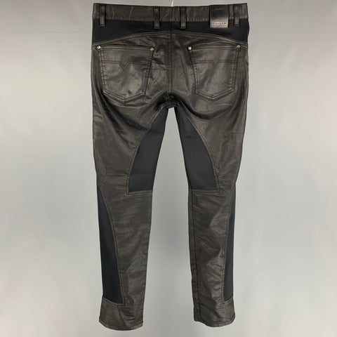VERSACE COLLECTION Size 34 Black Mixed Materials Cotton Blend Casual Pants