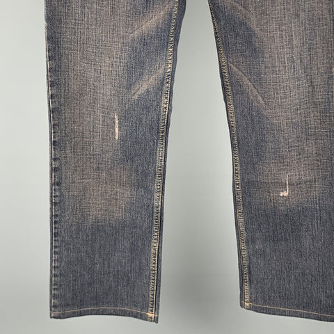 DAVID MAYER Taille 32 x 30 Jean en denim délavé indigo