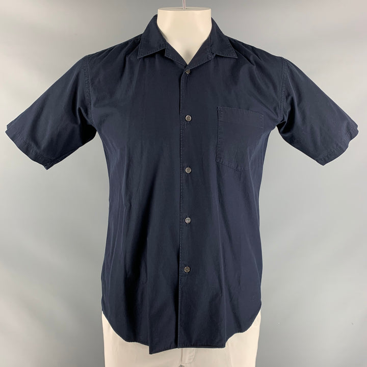 COMME des GARCONS Size M Navy Solid Cotton One pocket Short Sleeve Shirt