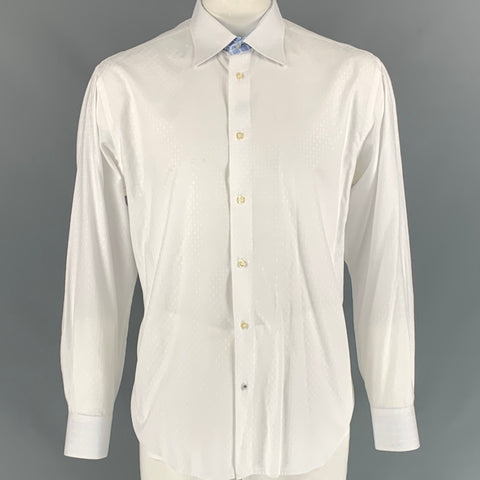 ROBERT GRAHAM Talla XL Camisa de manga larga con botones de algodón con estampado blanco