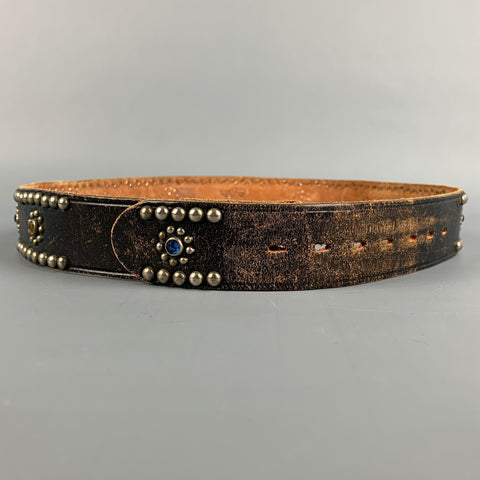 NOT LISTED Black Studded Leather Belt Strap