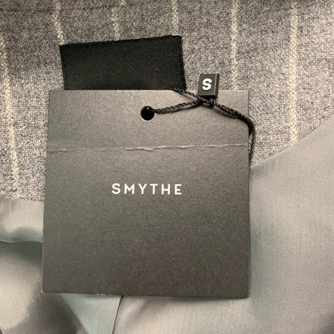 SMYTHE Size 10 Grey Cream Wool Blend chalk stripe Jacket