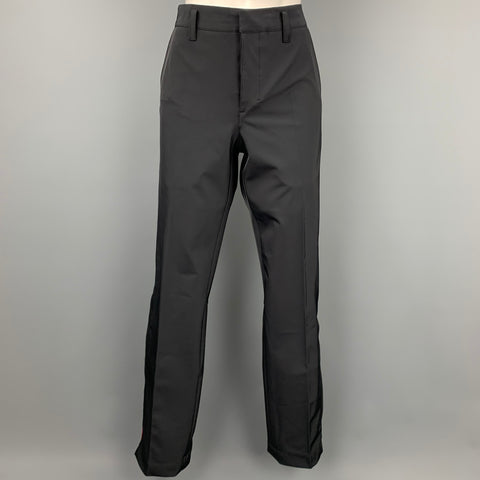 PRADA Pantalon décontracté à fermeture éclair à la cheville en polyester noir taille 10