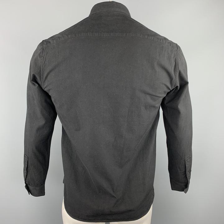 THE LOST EXPLORER Size L Black Cotton Hidden Buttons Long Sleeve Shirt