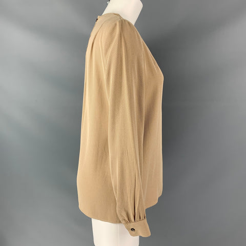 GIORGIO ARMANI Size 6 Beige Viscose Acetate Squares Blouse