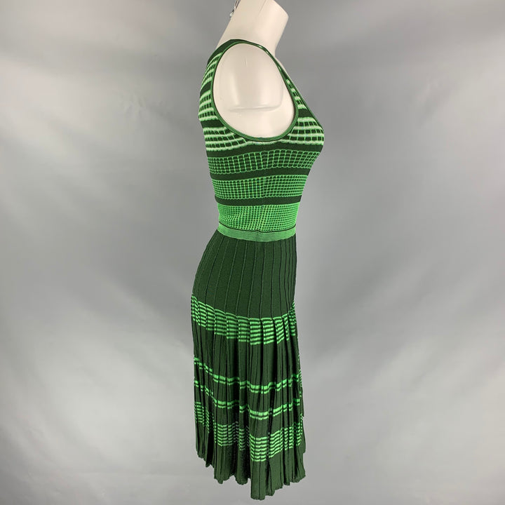 ZAC POSEN Size S Green Viscose Blend Pleated Sleeveless Dress