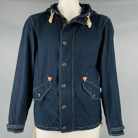 RRL by RALPH LAUREN Size L Indigo Cotton Hooded Jacket