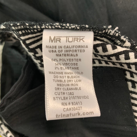 MR TURK Size 31 Black White Glenplaid Polyester Flat Front Casual Pants