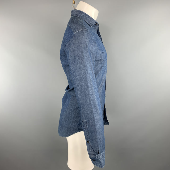 RALPH LAUREN Size S Indigo Solid Cotton Button Up Long Sleeve Shirt