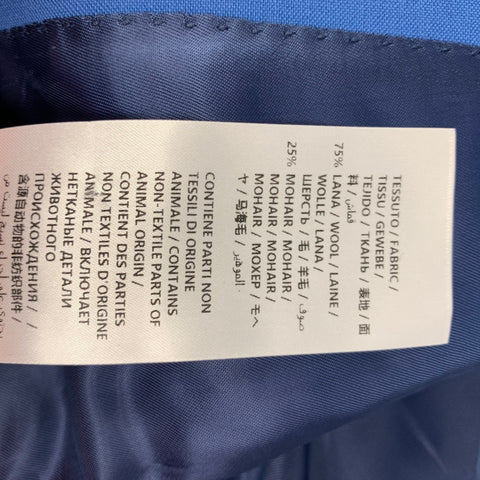 ALEXANDER MCQUEEN Size 40 Blue Wool Mohair Notch Lapel Suit