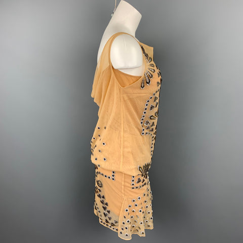 MANISH ARORA Size M Natural Applique Silk Shirt Dress