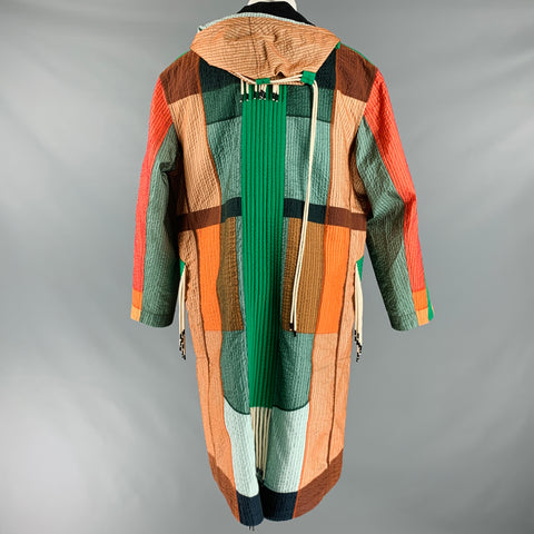 CRAIG GREEN FW18 Size L Multi-Color Patchwork Nylon Hooded Coat