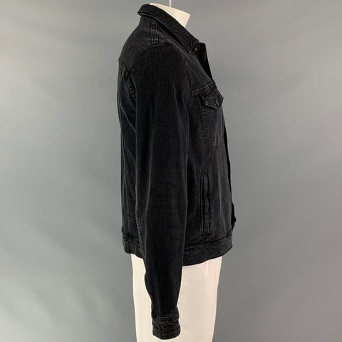 RAG & BONE Trucker Chest Size L Black Distressed Denim Jacket
