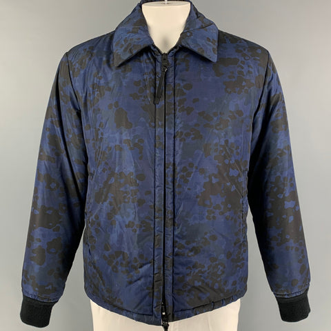 BURBERRY PRORSUM Fall 2015 Size L Navy Blue Camo Polyamide Zip Up Jacket