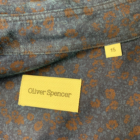 OLIVER SPENCER Size M Navy Burgundy Floral Cotton Long Sleeve Shirt