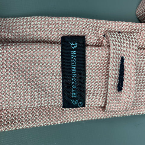 MASSIMO BIZZOCCHI Pink & White Textured Silk Tie