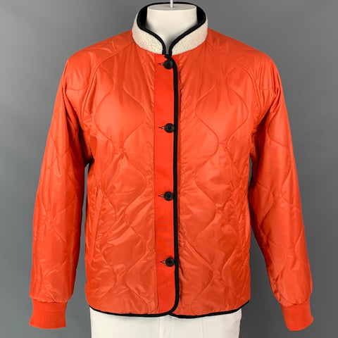 RAG & BONE Size XL Black & Orange Cotton / Nylon Reversible Bomber Jacket