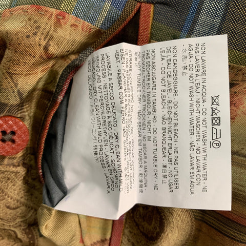 ETRO Chest Size 44 Regular Multi-Color Plaid Linen &  Cotton Sport Coat