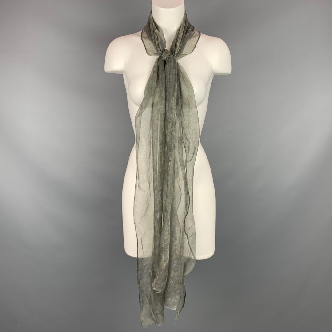 BRUNELLO CUCINELLI Olive Abstract Floral Cashmere Fringe Scarf