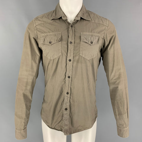 TOMAS MAIER Size S Olive Button Down Long Sleeve Shirt