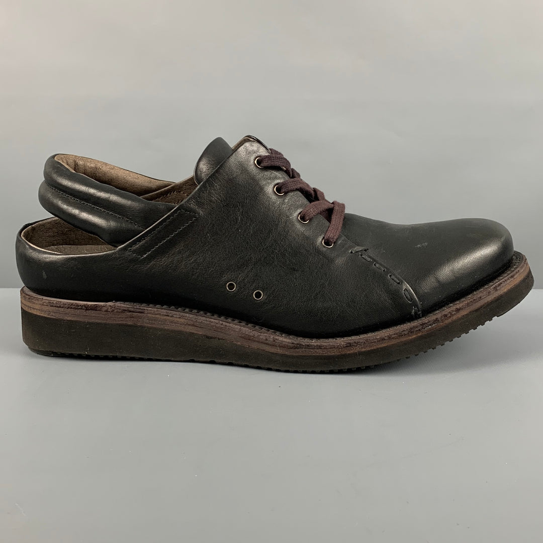 DEVOA Size 10 Black Leather Lace Up Shoes