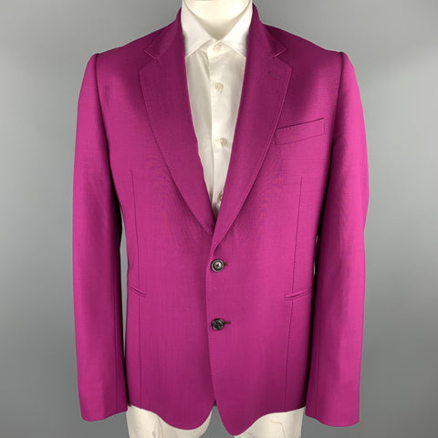 PAUL SMITH Size 46 Raspberry Wool Notch Lapel Sport Coat