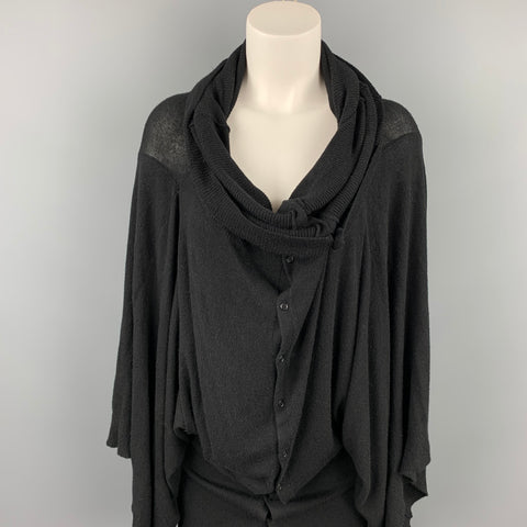 AF VANDERVORST Talla S Cárdigan extragrande de punto de viscosa / poliéster negro
