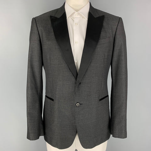 JOHN VARVATOS Size 46 Regular Dark Gray Wool / Silk Sport Coat