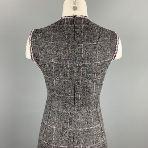 PHILOSOPHY di ALBERTA FERRETTI Size 6 Grey Beaded Wool Shift Dress