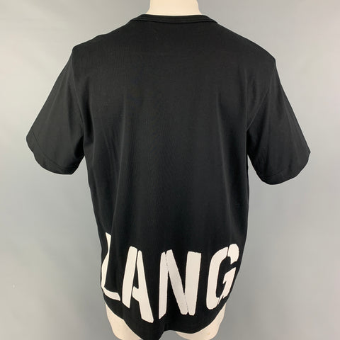 HELMUT LANG Size XL Black White Logo Cotton T-shirt