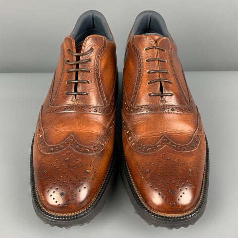 BALLY Size 8.5 Brown Antique Leather Wingtip Lace Up Shoes