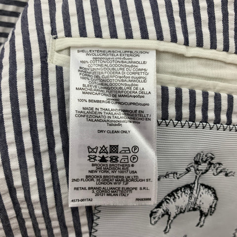 BLACK FLEECE Size 38 White Grey Seersucker Cotton Notch Lapel Sport Coat