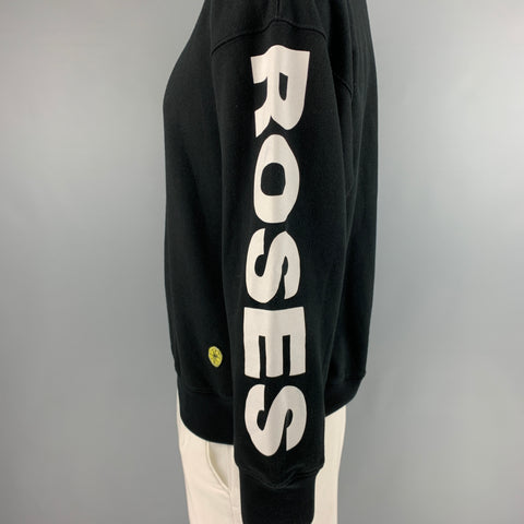 SANDRO Size XXL Black White Graphic Cotton Crew-Neck Sweatshirt