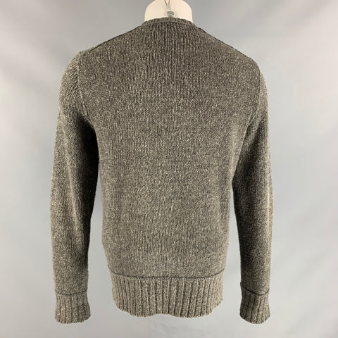 JOHN VARVATOS Size M Charcoal Knit Silk &  Linen V-Neck Sweater