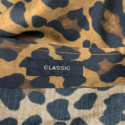 MARC JACOBS Size S Tan Black Animal Print Silk Cotton Long Sleeve Shirt