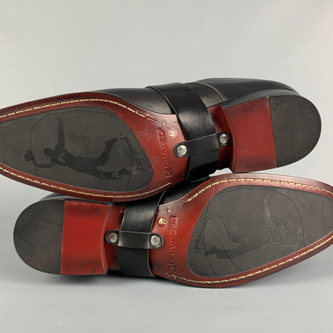 DSQUARED2 Size 11 Black Leather Belted Loafers