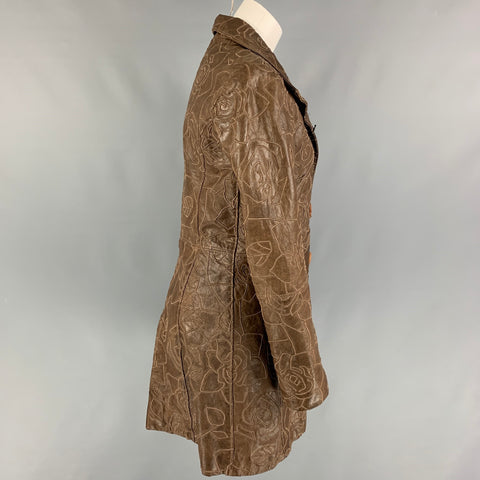 EMPORIO ARMANI Talla 8 Abrigo de botonadura simple bordado marrón
