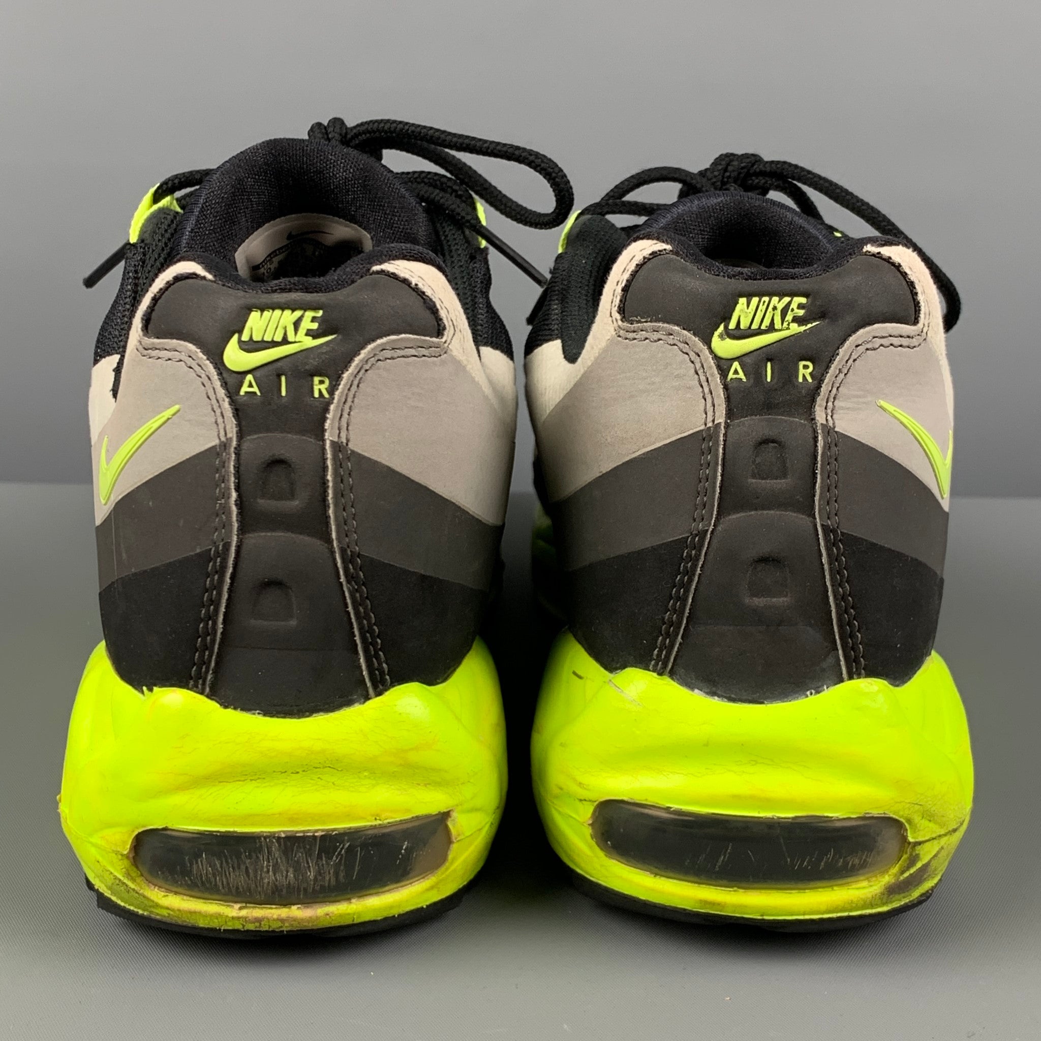 NIKE Size 10.5 Grey Neon Green Mixed Materials Air Max 95