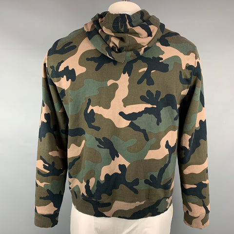VALENTINO Size L Olive & Taupe Camouflage Cotton / Polyamide Sweatshirt