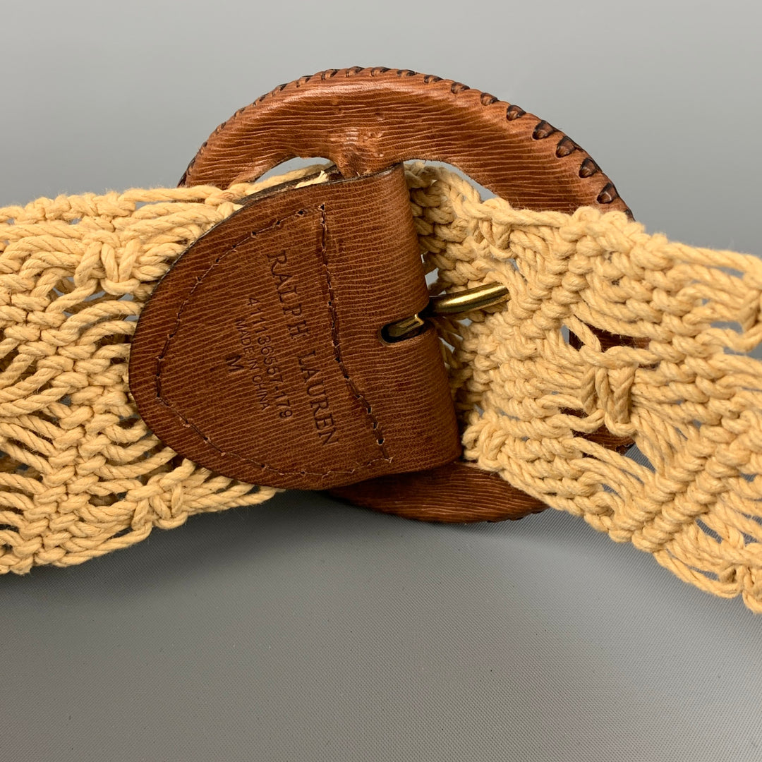 RALPH LAUREN Size M Brown Natural Woven Rope Leather Belt