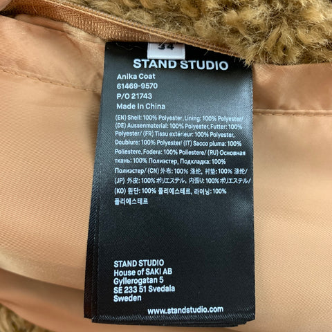 STAND STUDIO Talla XS Abrigo Anika de piel sintética texturizada de poliamida color canela