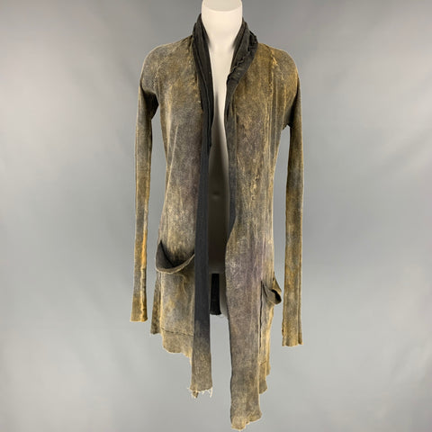 Cárdigan asimétrico de canalé de algodón gris y amarillo talla M LGB