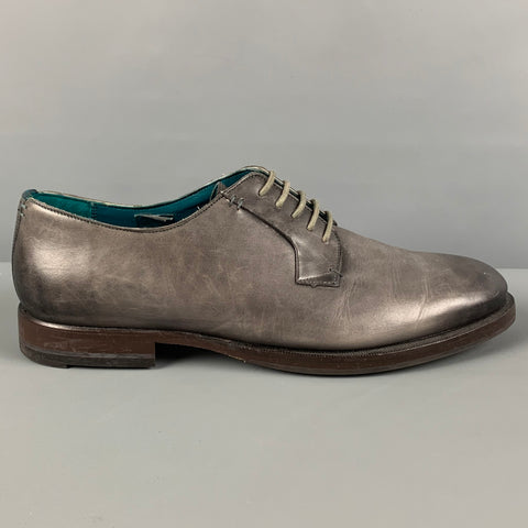 TED BAKER Size 12 Grey Ombre Leather Lace Up Shoes