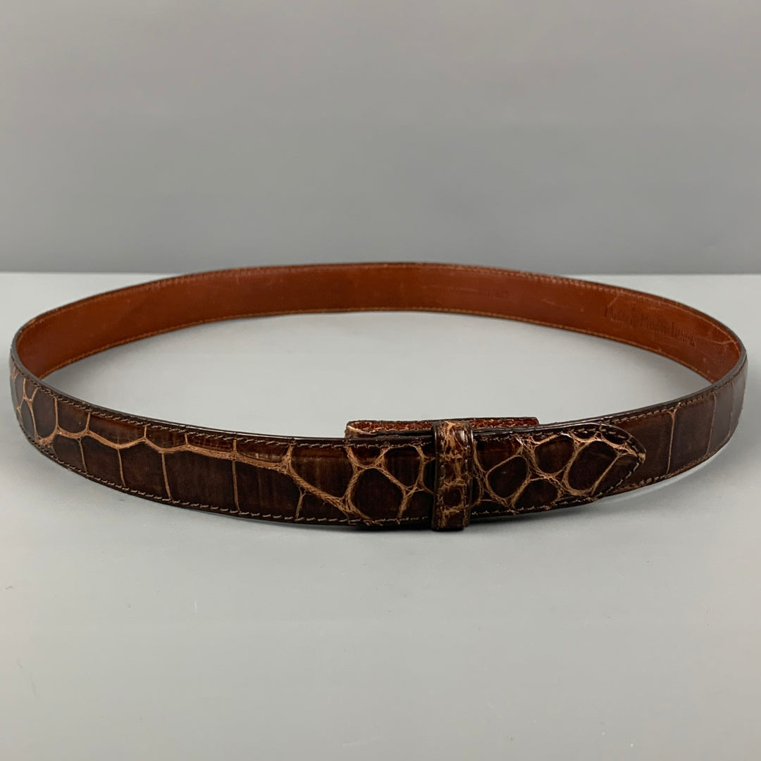Ralph Lauren Collection Cheetah-Print Leather Belt - Brown