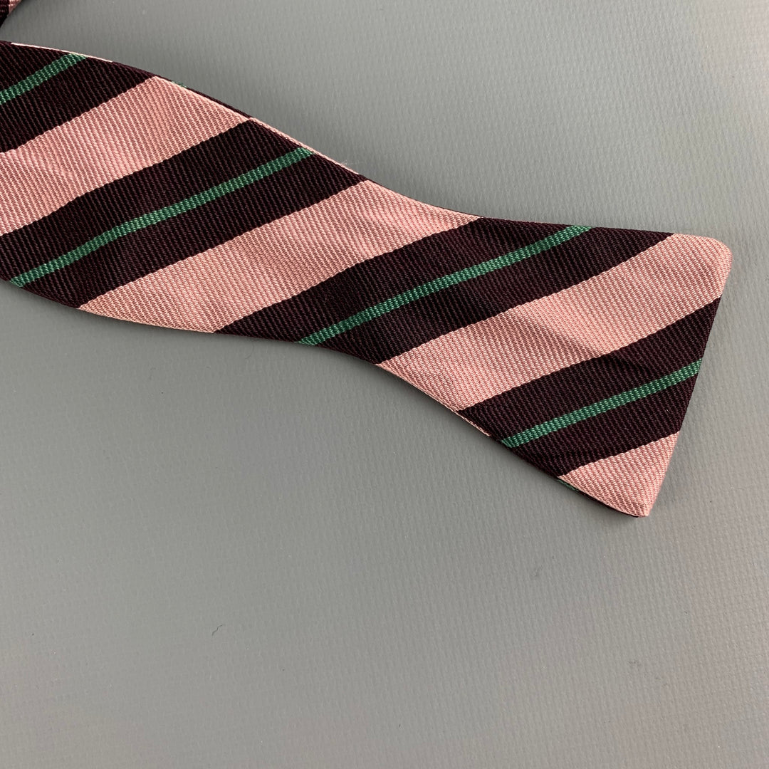 ROBERT TALBOTT Pink Purple Diagonal Stripe Silk Bow Tie