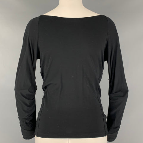 DONNA KARAN Taille S Pull à manches longues en viscose élasthanne noir